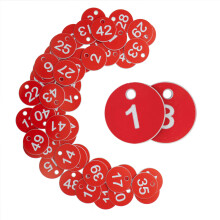 StayMax Plastic ID-nummerlabels Gegraveerde labels Sleutelhangers zonder sleutelringen 1-100 Rood