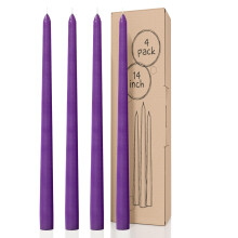 CANDWAX 14 inch Taper Candles Set of 4 - Tall Candles for Home  Ideal as Wedding Candles and Dinner Candles Unscented - Smokeless and Dripless Taper C