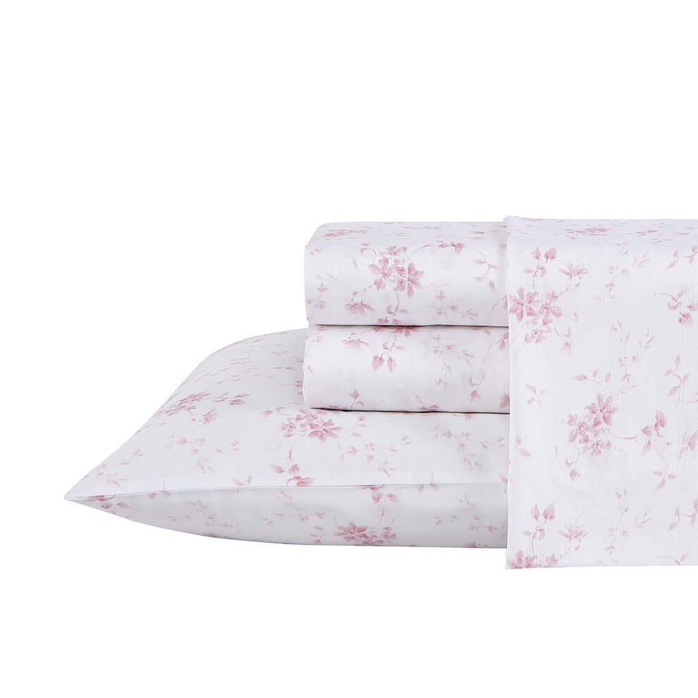 Laura Ashley Home - Parure de lit King Size en satin de coton doux - D   coration d'int   rieur    l   gante, lisse et respirante - Rose Muse