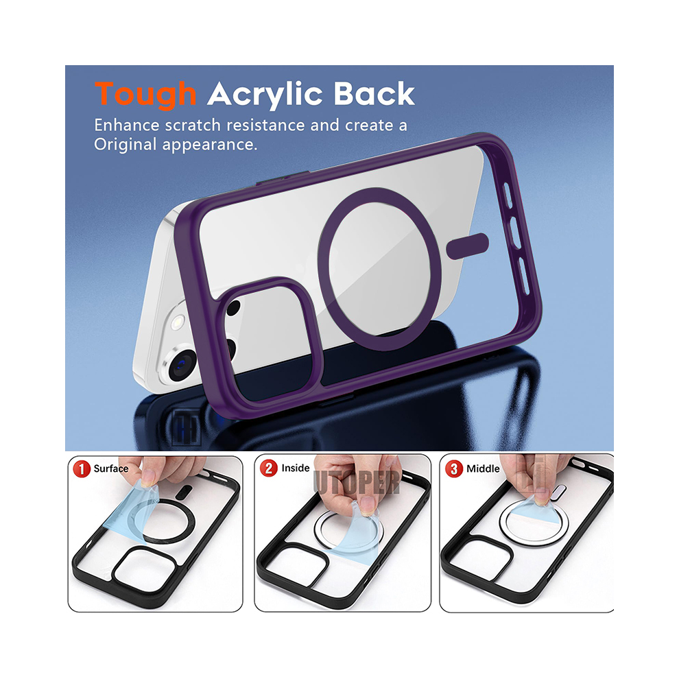 (Dark For Iphone 14) Luxury Thin Slim Transparent Non Yellowing Case Fo Purple 967854623383