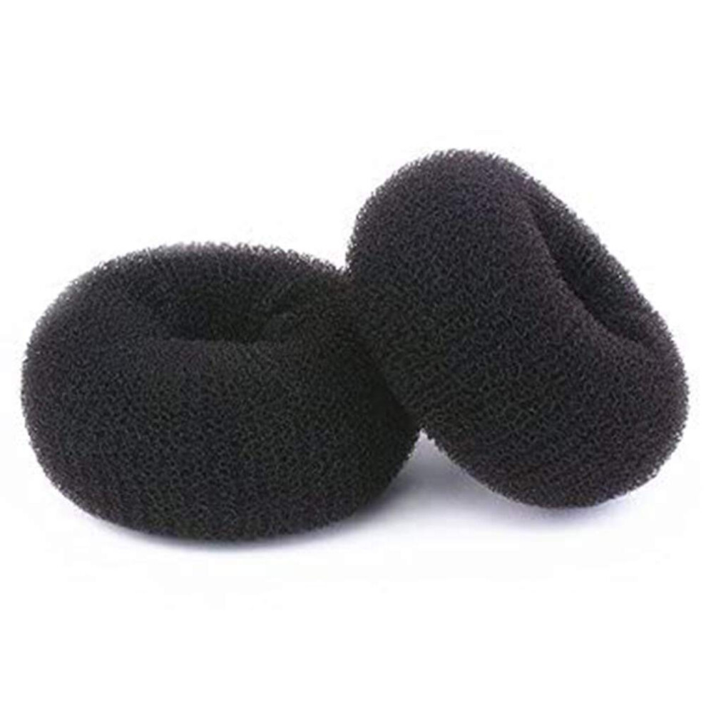 Kitjans Extra Hair Donut Bun Maker For Kids Ring Style Bun 2Pcs Chignon Hair Small Doughnut Shaper For Short And Thin Hair Small 2.5 Inch/Black