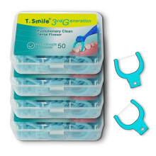 T.Smile Evolutionary Clean Dental Flossers Kit med refill plus mellemlangt h?ndtag (200 ekstra-styrke refills)