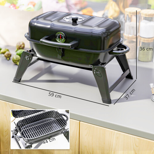 Outsunny Outsunny Folding Charcoal Barbecue Grill, Portable BBQ for Camping, Black 2
