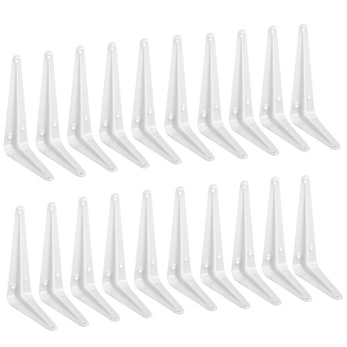 SKIR'CO (20 stuks) Witte plankbeugels 25 x 25 mm, kunststof