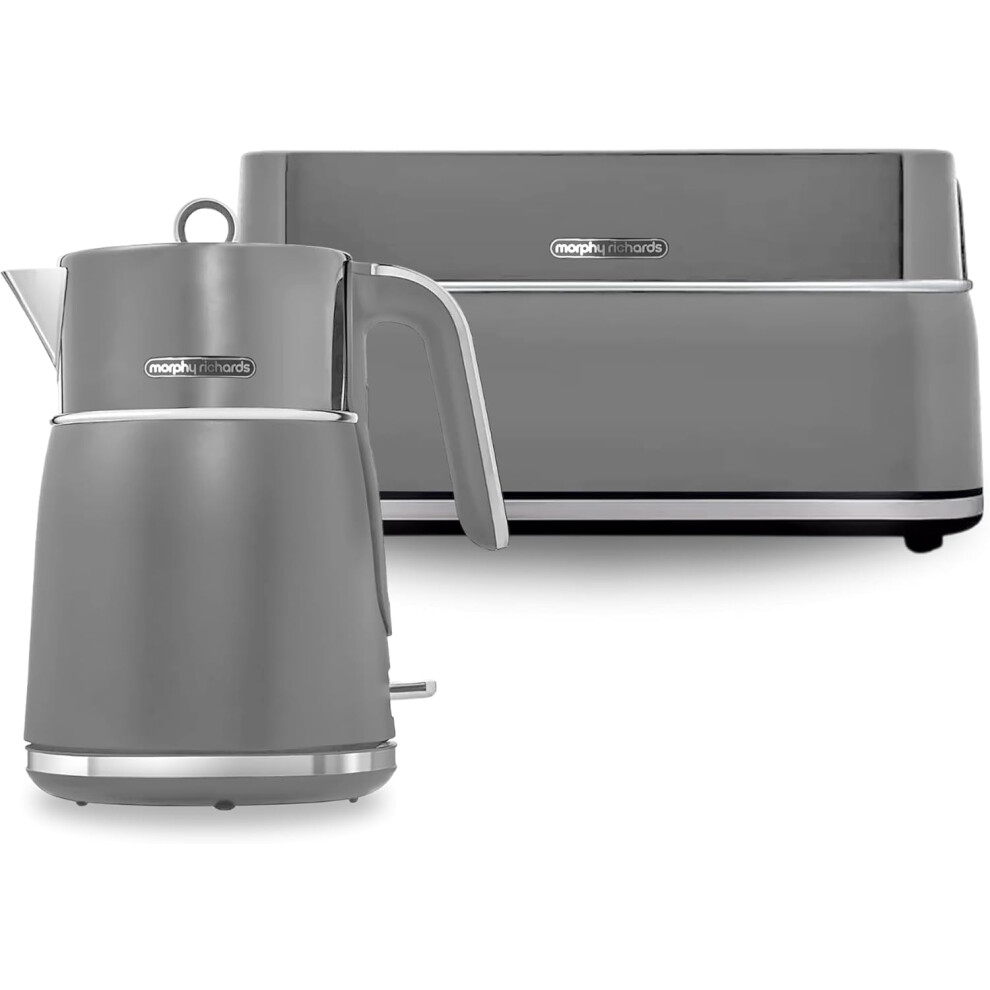 Morphy Richards Signature Grey Jug Kettle & 4 Slice Toaster Set