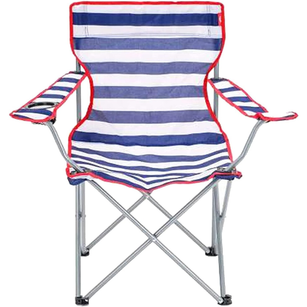 1 x Red & Blue Striped Foldable Garden Camping Chair With Cup Holder-image-OPC-PGDWWDY-NEW