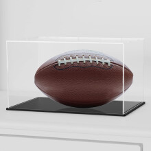 Fotbollsskrmfodral Hemylu Akryl Display Box med Matt Black Base Compatible med Fotboll UV -skydd i full storlek med Clean Clean Football Fall me