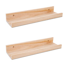 AZSKY 16 inch zwevende plankenset, 2 planken van natuurlijk hout, wandplank, fotoplank, galerijplank, kinderkamer hangende boekenplank
