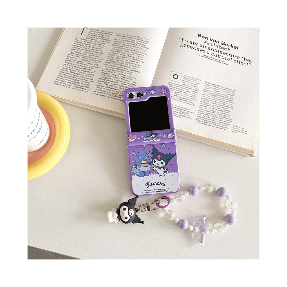 (With Lanyard 6, For Samsung Z Flip 3) Cute Candy Hello Kitty Kuromi With Lanyard Phone C 967854713558