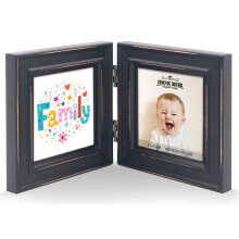 Double 4x4 Wood Photo Frame Instagram Hinged Picture Frames with Glass Front Fit for Stands Vertically on Desk Table Top or Wall Hanging Window 3.5