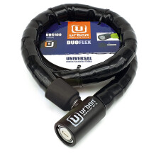 Cavo antifurto articolato Urban UR5100 Duoflex in acciaio rinforzato universale per bicicletta, moto e scooter, 100 cm, nero/giallo