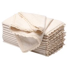 Flax Linen Cotton Cloth Dinner Napkin 18x18 with Lace 18x18 Linen Wedding Napkins Cocktails Napkins Fabric Napkins Cotton Napkins Mitered Corn
