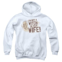 Trevco Sportswear PB115B-YFTH-2 Princess Bride Not A Witch Youth Hooded Sweatshirt, White - Medium