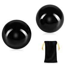Learay 2PCS Svart Obsidian Baoding Bollar, Kinesisk Massage för Stressavlastning