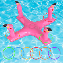 Voiiake Flamingo Inflatable Ring Toss, Juguetes de Piscina para Niños con 6 Anillos