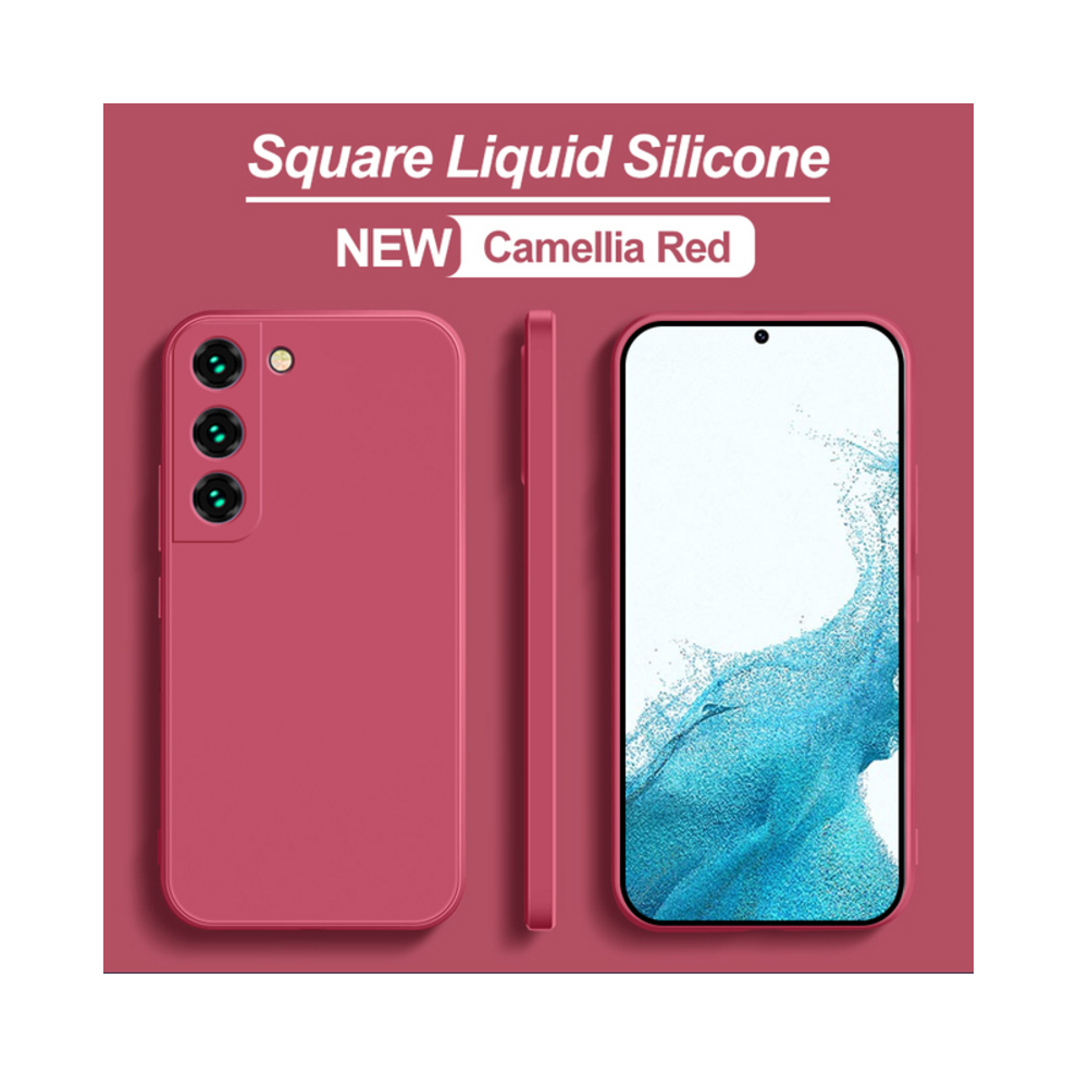 (Camellia For S20) Soft Liquid Silicone Case For Samsung Galaxy S21 S Red 967854727210