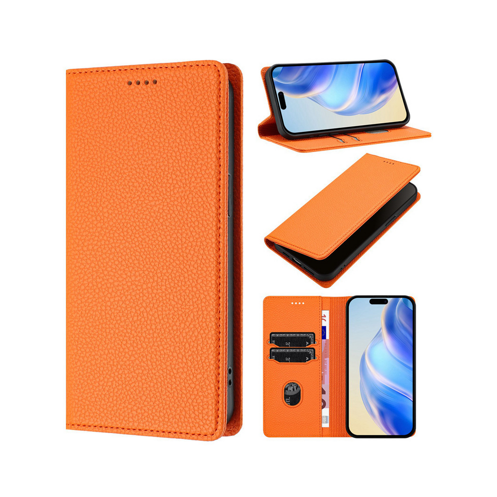 (, For Galaxy S23 Fe) Rfid Blocking Leather Case For Samsung Galaxy S25 Orange 967854729535