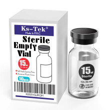 Ks-Tek sterila tomma injektionsflaskor med sjlvlkande injektionsport med flip-off aluminiumlock Steril frpackning (15 ml 10)