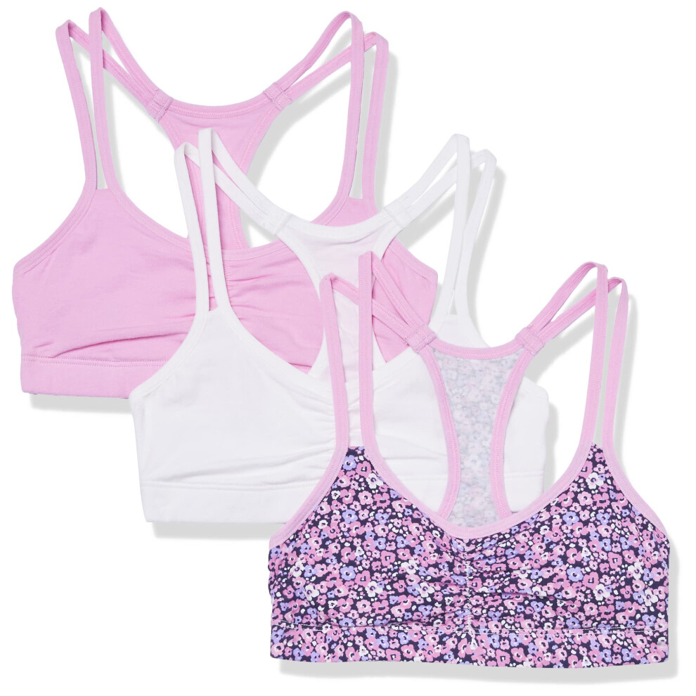 Fruit of the Loom girls Spaghetti Strap Sports Bra  Ditsy BloomsWhiteLavish Lilac  40
