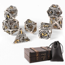 AncientDeer 7-delige metalen dobbelstenen set D&D Uniek nieuw drakenpatroon DND metalen dobbelstenen set gebruikt voor kerkers en draken rollenspel (