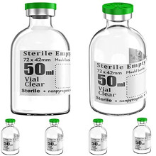 Ks-Tek Sterile Empty Vials with Self Healing Injection Port with Flip Off Aluminum Cap Sterile Package 50ml 6