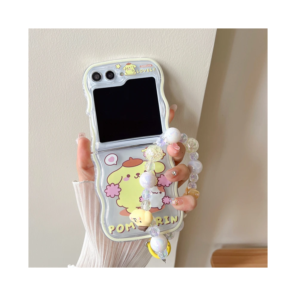(With Lanyard, For Samsung Zflip 5) Cute Cartoon Sanrio Cinnamoroll Pompom Purin Phone 967854781144