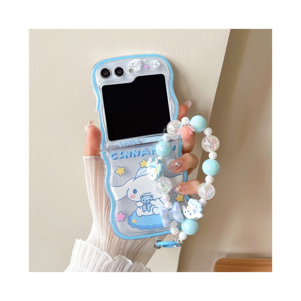 (With Lanyard, For Samsung Zflip 3) Cute Cartoon Sanrio Cinnamoroll Pompom Purin Phone 967854781236