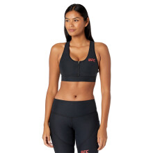 UFC Core sport-bh met ritssluiting aan de voorkant voor dames - Ronde halslijn - Racerback-ontwerp - Gemengd polyester Zwart SM One Size