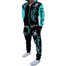 HHGKED Herren Freizeit Trainingsanzug Kapuze Voller Reißverschluss Gummibund Set (Blau, L)