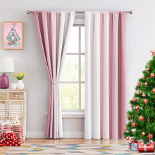 Geomoroccan Ombre Full Blackout Curtains 63 Inches Length Pink and White 2 Tone Reversible Window Treatments for Bedroom Living Room Linen Gradient