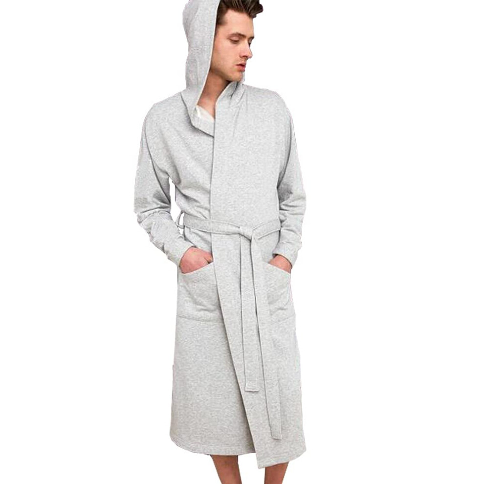 Peignoir ? capuche en coton pour homme HOLOVE, doux et l?ger, grande taille, taille Gary 2XL/3XL