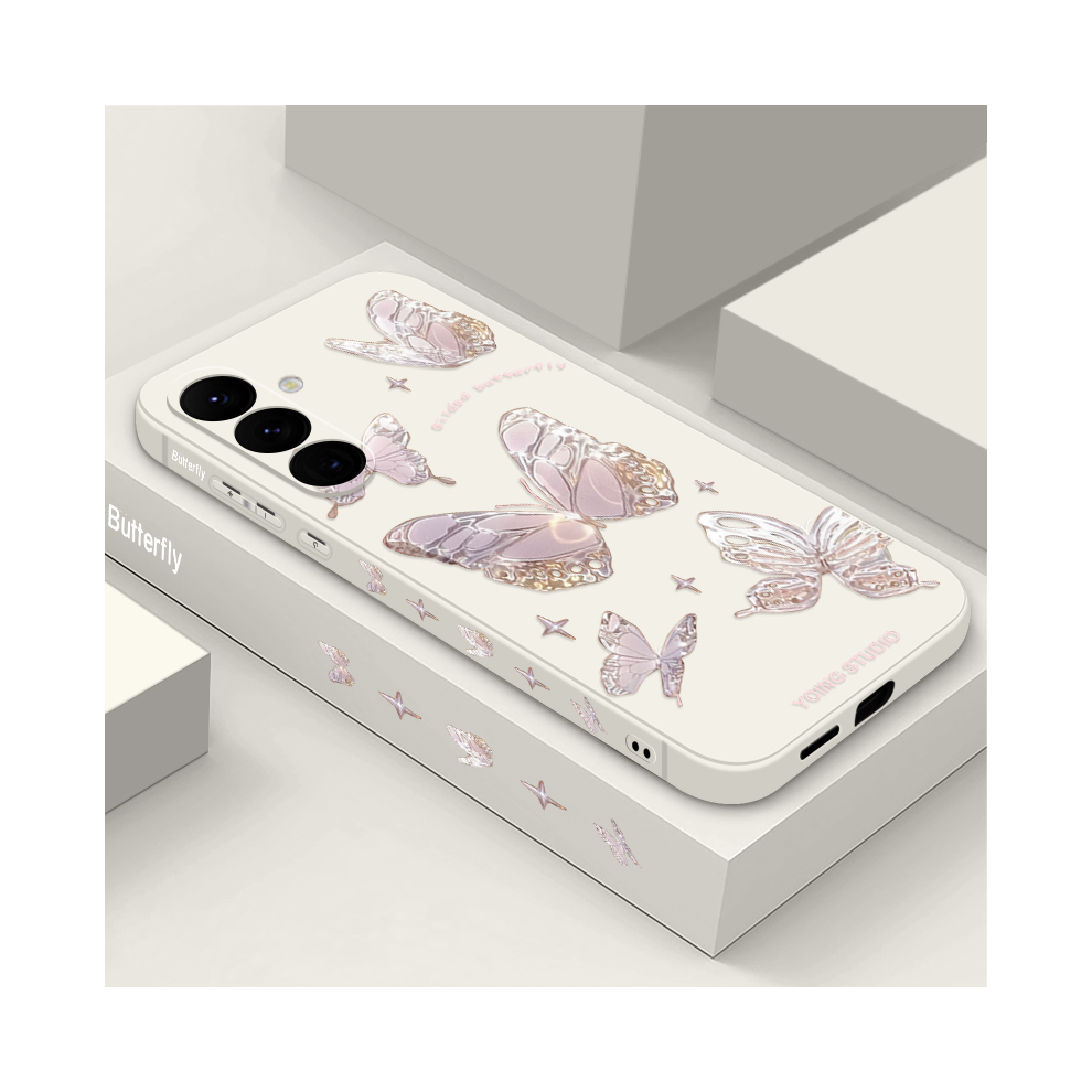 (A434 Beige, For Samsung S24) Butterfly Case For Samsung Galaxy S24 S23 S22 Ultr Cream 967854800876