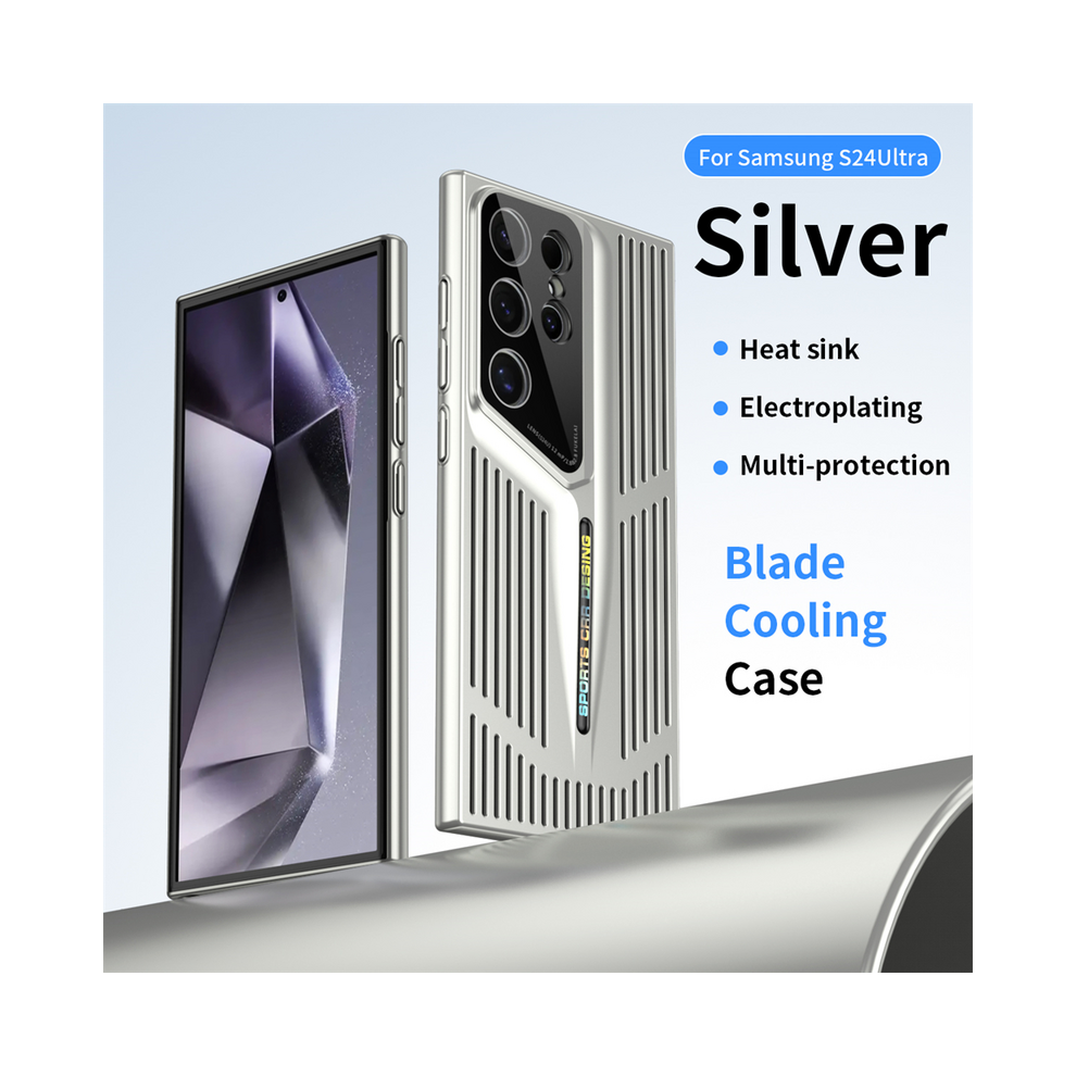 (, For S24) Blade Cooling Matte Phone Case For Samsung Galaxy Silver 967854839135