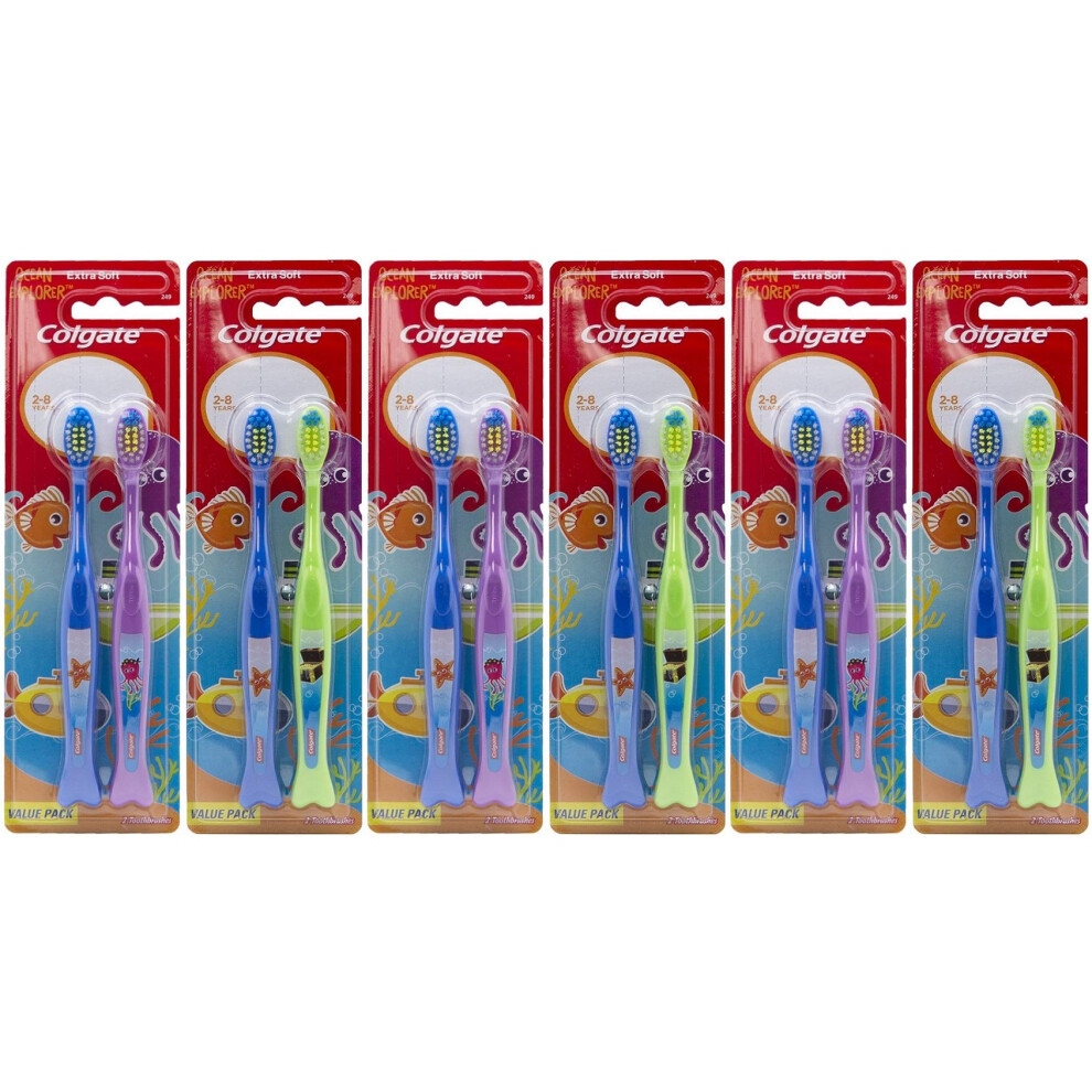Colgate Ocean Explorer Extra Soft Kids Toothbrush 2 Count Pack of 6 Total 12 Toothbrushes