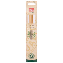 Prym 8"""" Double Point Bambus 2,5 mm strikkepinde Naturlig 5 Count