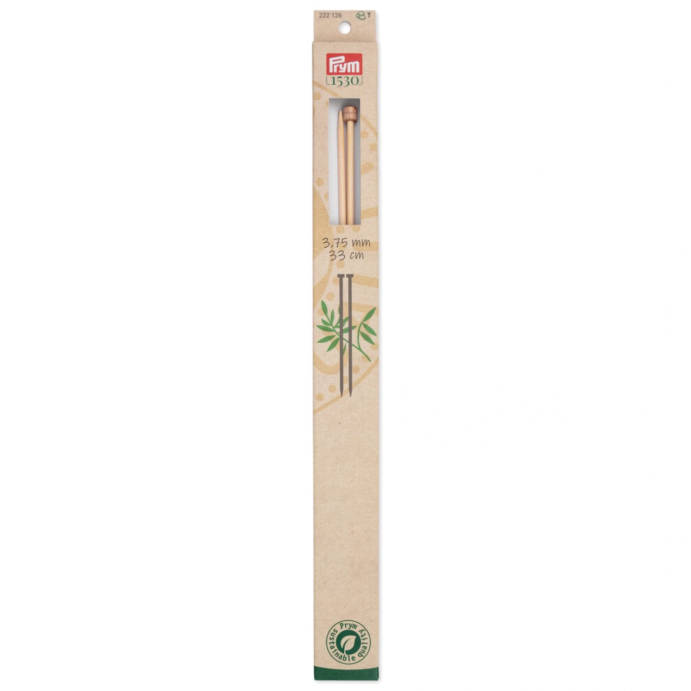 Prym 13"""" Enkele Punt Bamboe 3,75Mm Breinaalden Naturel 2 Stuks-image