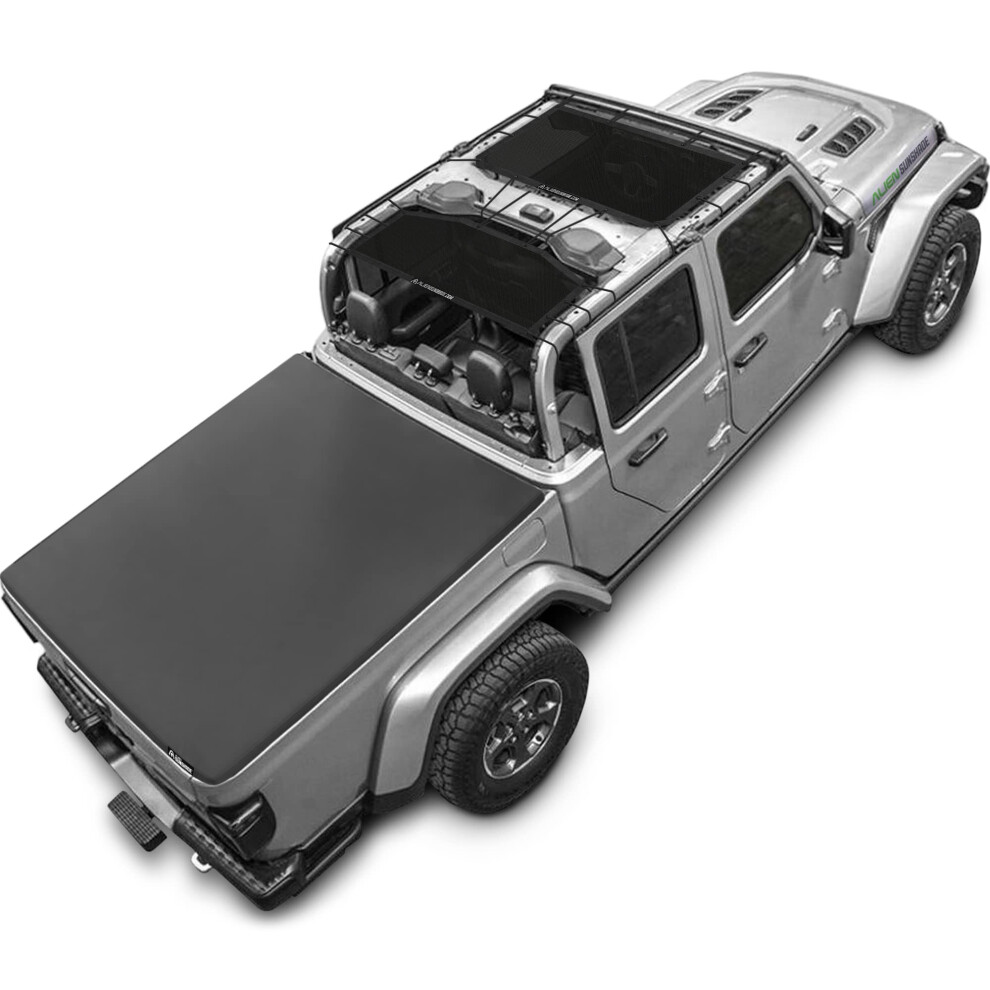 Alien Sunshade Sonnenschutz FüR Jeep Gladiator (2018-Heute) – Netz-Sonnenschutz Vorne Und Hinten FüR Jeep Gladiator 4-TüRer, Reduziert Wind Und L-image