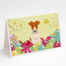 Gru karten und Umschl ge mit Ostereier-Drahtmotiv, Foxterrier, 8 St ck
