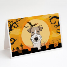 Halloween-Gru   karten und Umschl   ge mit Drahthaar-Foxterrier, 8 St   ck