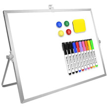 Droogveegbord 16inX12in Groot Magnetisch Bureau Bord met Stand, 10 Markers, 4 Magneten, 1 Gum