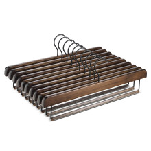 ZOBER High-Grade Wooden Slack/Trouser Pants Hangers with Non Slip Bar Smooth Finish Durable Wooden Hangers - Slim & Sleek Space Saving Closet Hangers