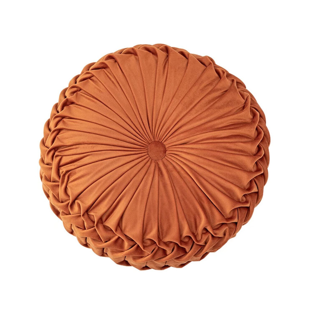Coussin rond en velours HLOVME pour canap   , petit coussin d   coratif fait main pour lit, chambre     coucher, 35 cm, orange fonc