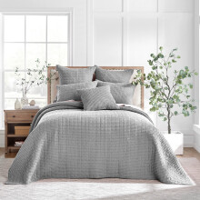 Levtex Home - Mills Waffle - Twin Bedspread Set - grey cotton Waffle - Bedspread Size 84 x 104in Sham Size 26 x 20in