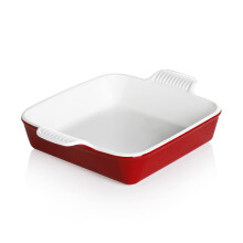 Felul de coacere din ceramica Sweejar 8 x 8 tigaie de coacere a tortului pentru brownie por?elan patrat de coacere cu mner dublu pentru caserole