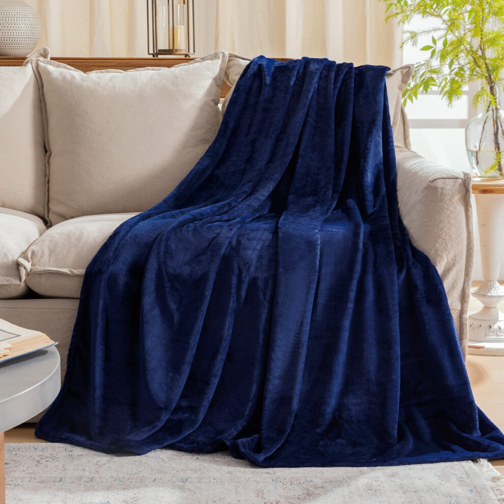 Fleece Plush Throw Blanket Navy Blue50 by 60 Inches Super Soft Fuzzy Cozy Flannel Blanket for Couch Sofa.Microfiber Blanket Lightweight