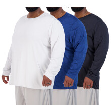 Confezione da 3 Real Essentials: T-shirt da uomo Big & Tall Tech Stretch a maniche lunghe e a maniche corte, vestibilit? asciutta (3XT-5XT) Set 3
