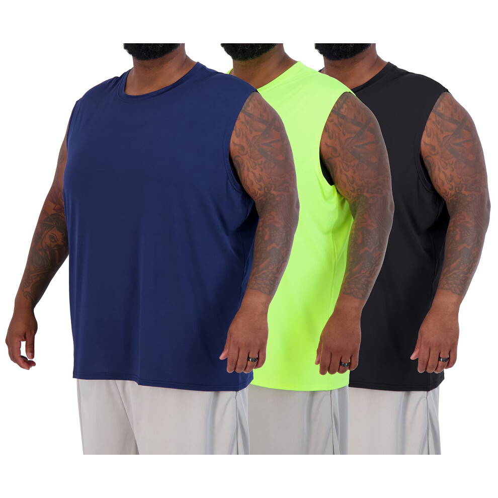 3 Pack: Mens Big and Tall Active Quick Dry Fit Tank Top Wicking Active Athletic gym Top Plus Size clothes Lounge Sleep Running Essentials Sleeveless W