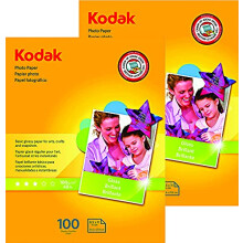 Kodak fotopapier 8,5 x 11 glanzend, 2-Pak bundel, 200 stuks totaal, 48 lb - 180 g/m (241163)