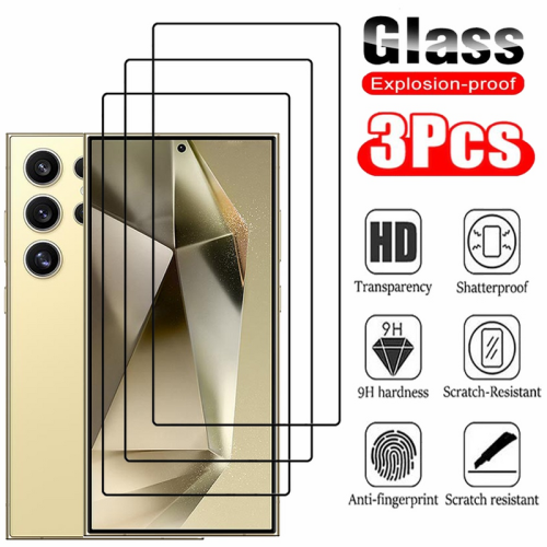 (Tempered Glass, On Samsung S25 Ultra) Tempered Glass For Samsung Galaxy S25 S24 Ultra Sc