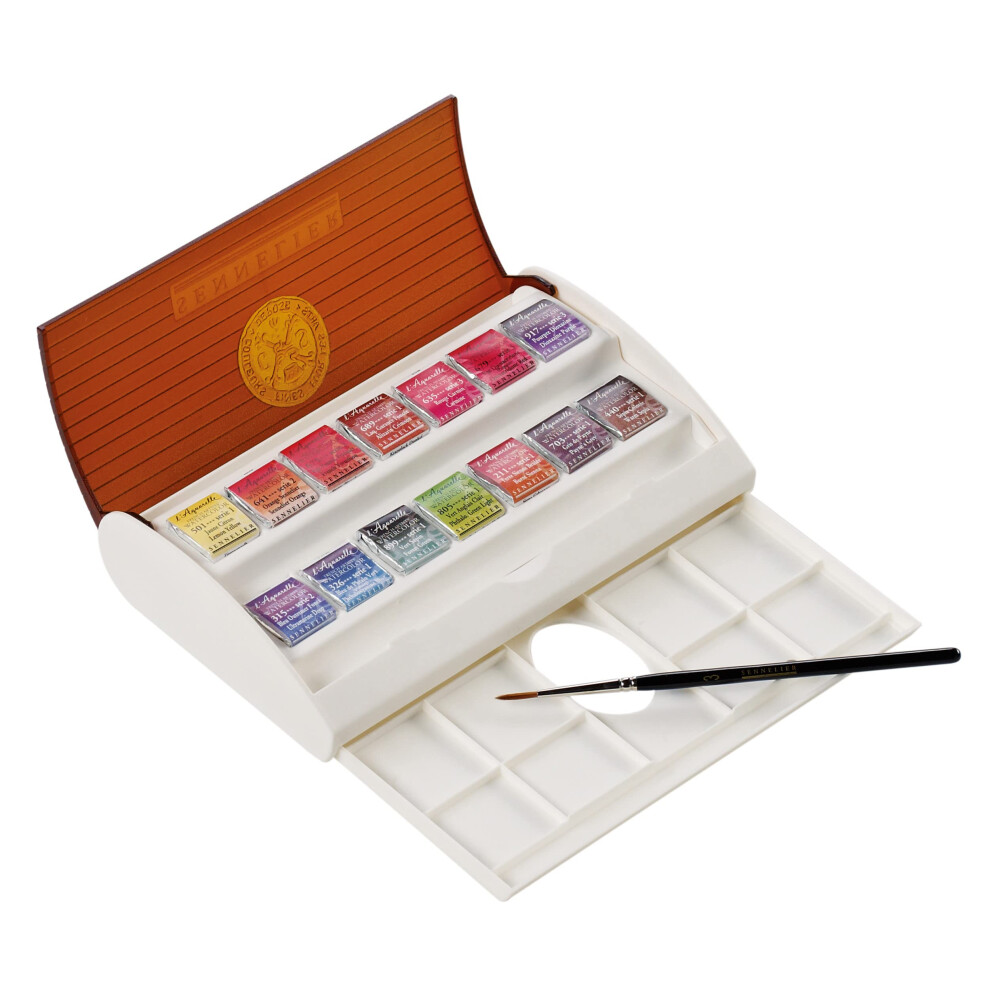 Coffret De Voyage En Plastique Aquarelle Sennelier Pour Artistes Fran Ais, Lot De 14, Multicolore-image